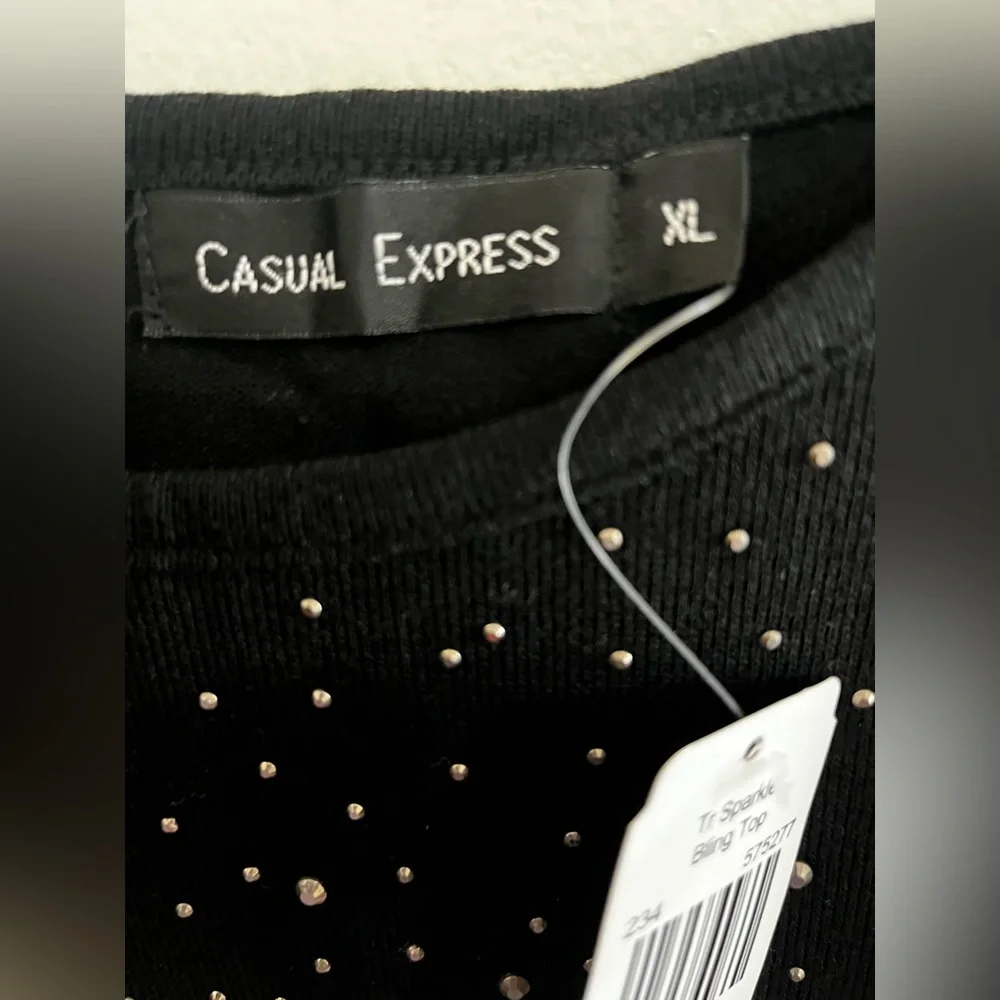 Classic Express XL Sparkle Bling Black Top NWT! - Picture 2 of 4